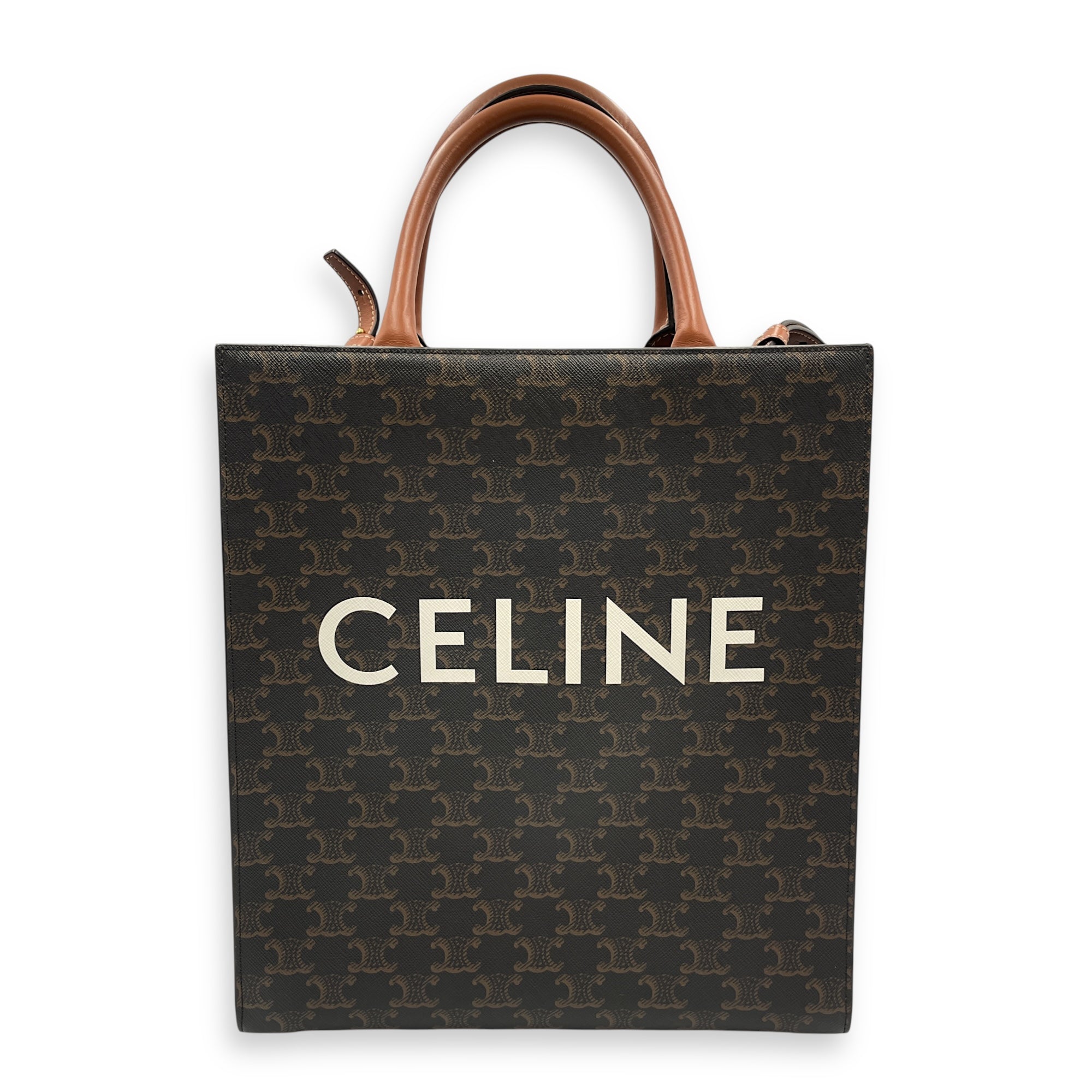 Vertical Cabas in Triomphe Canvas Brown Shoulder Bag in Canvas, Gold hardware