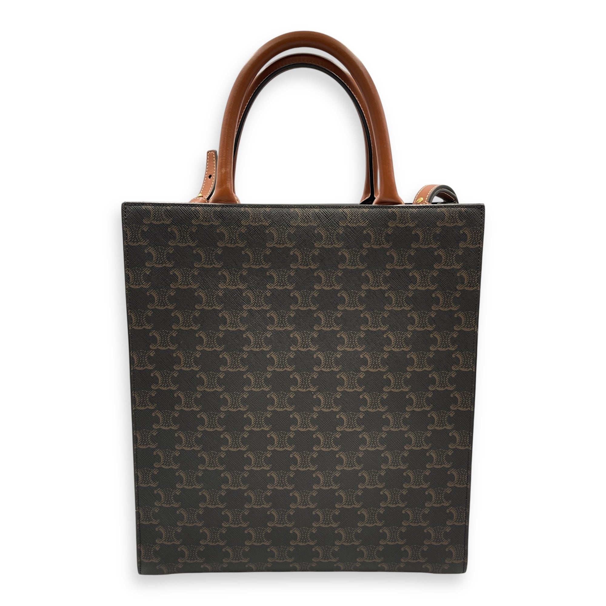 Vertical Cabas in Triomphe Canvas Brown Shoulder Bag in Canvas, Gold hardware