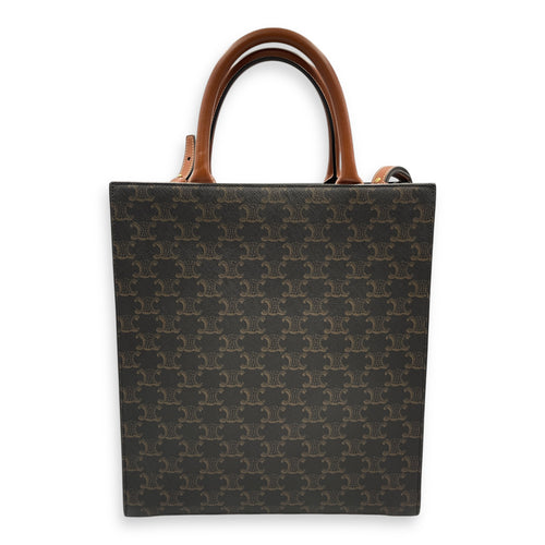 Vertical Cabas in Triomphe Canvas Brown Shoulder Bag in Canvas, Gold hardware