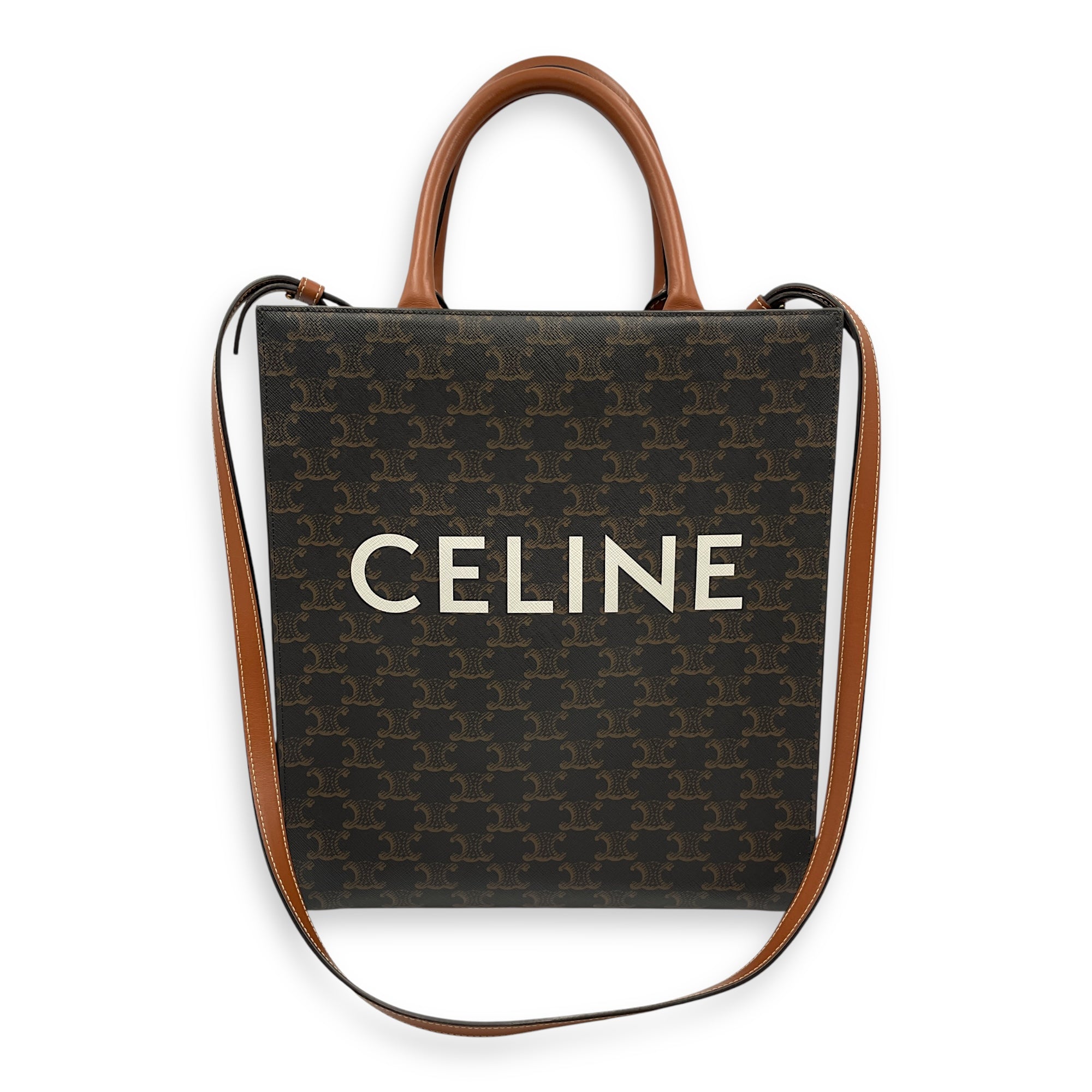 Vertical Cabas in Triomphe Canvas Brown Shoulder Bag in Canvas, Gold hardware