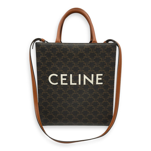 Vertical Cabas in Triomphe Canvas Brown Shoulder Bag in Canvas, Gold hardware