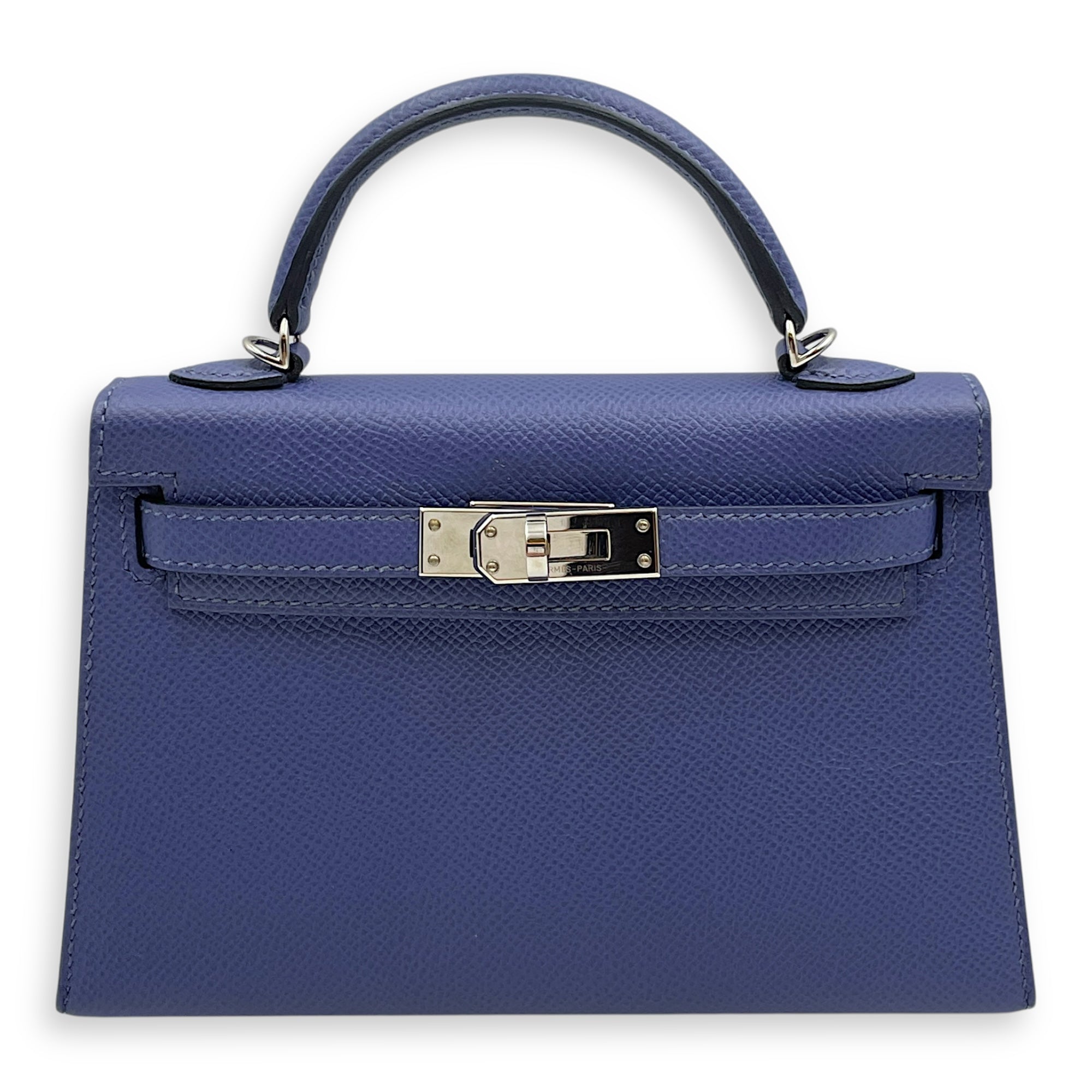 Sellier Kelly 20 Blue Brighton in Epsom, Palladium hardware