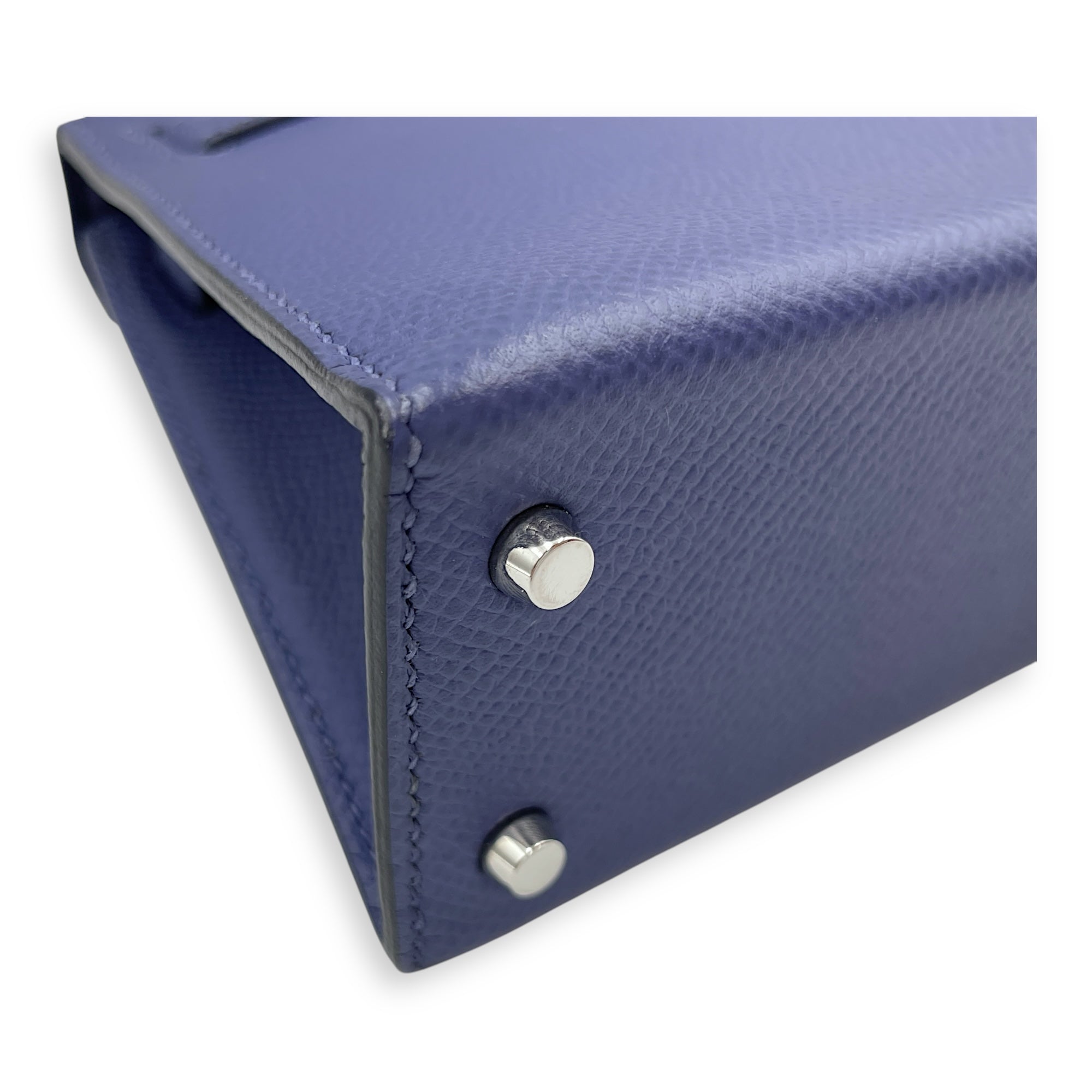 Sellier Kelly 20 Blue Brighton in Epsom, Palladium hardware