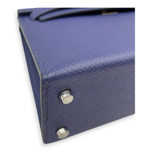 Sellier Kelly 20 Blue Brighton in Epsom, Palladium hardware