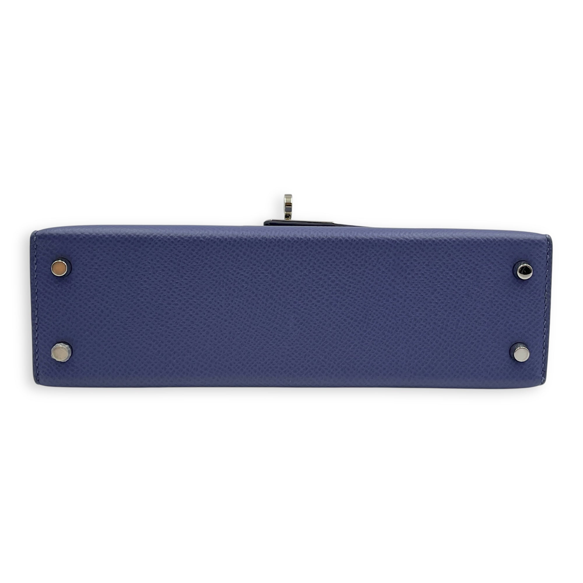 Sellier Kelly 20 Blue Brighton in Epsom, Palladium hardware