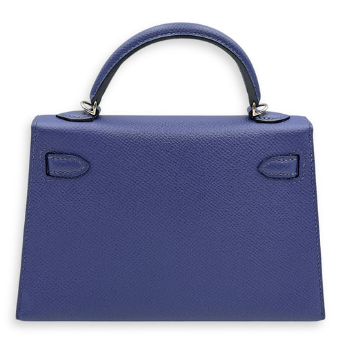 Sellier Kelly 20 Blue Brighton in Epsom, Palladium hardware