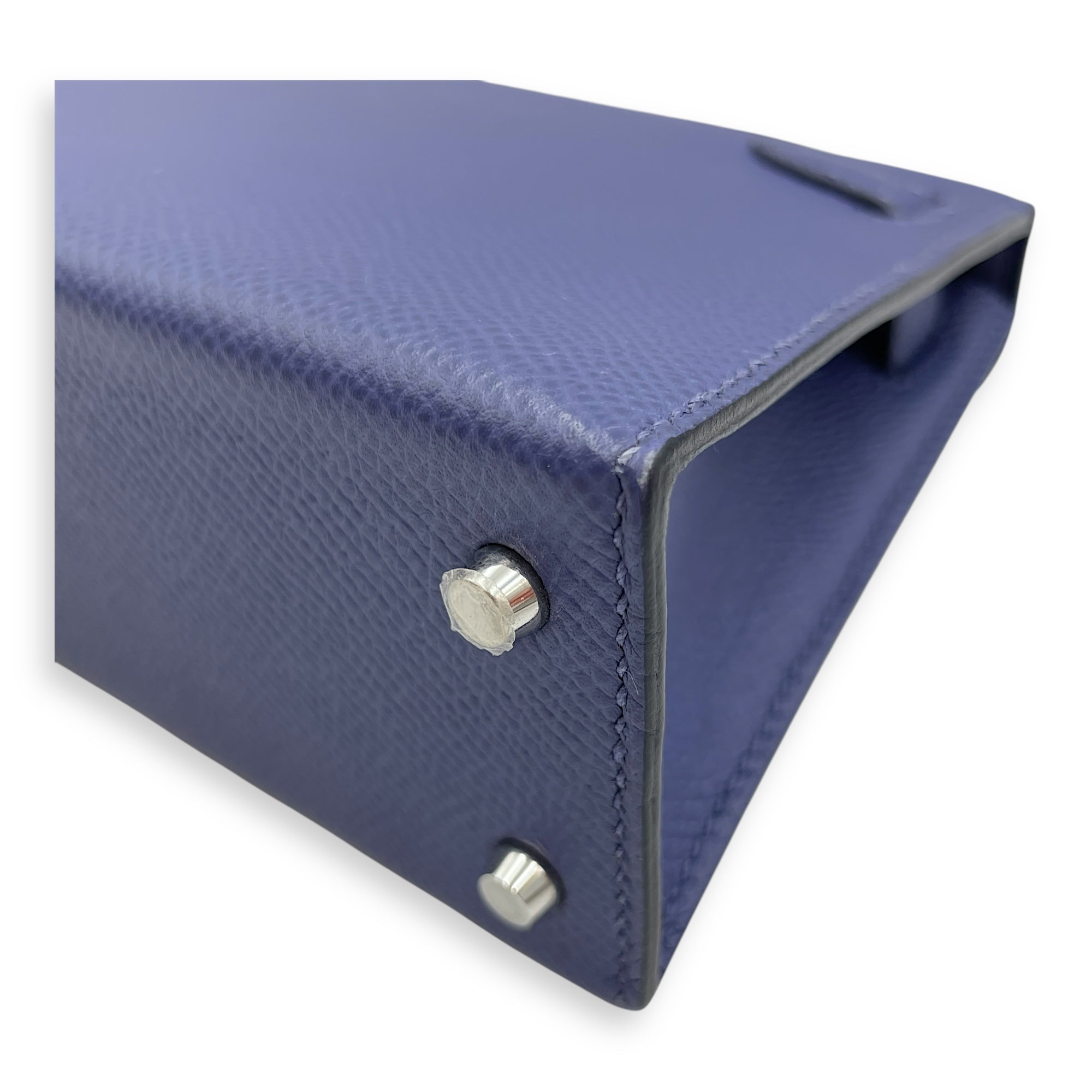 Sellier Kelly 20 Blue Brighton in Epsom, Palladium hardware