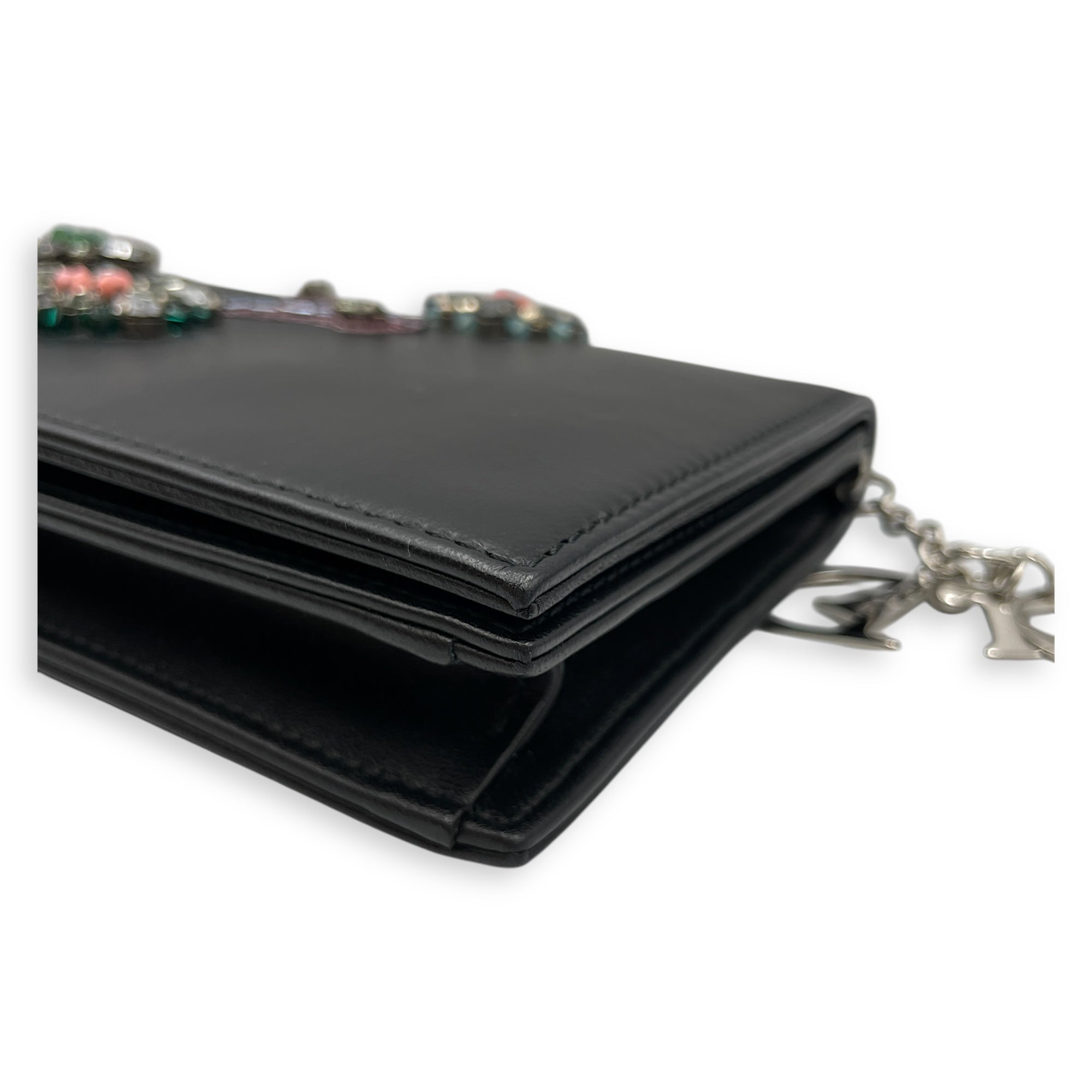 Jayne Vif Black Clutch in Calfskin, Silver hardware