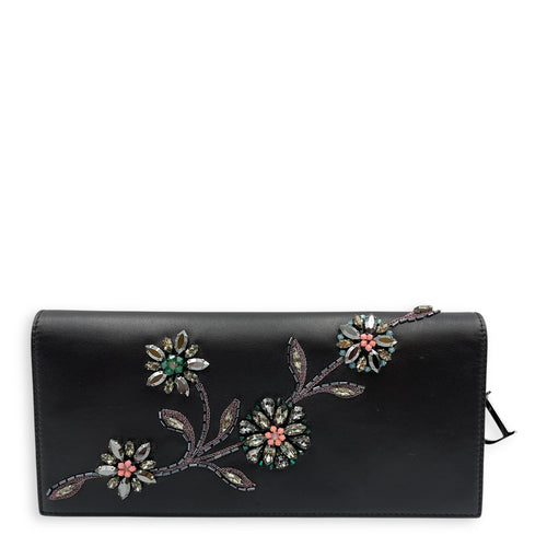 Jayne Vif Black Clutch in Calfskin, Silver hardware