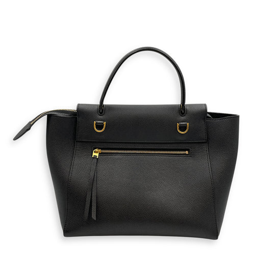 Belt Mini Black Crossbody Bag in Calfskin, Gold hardware