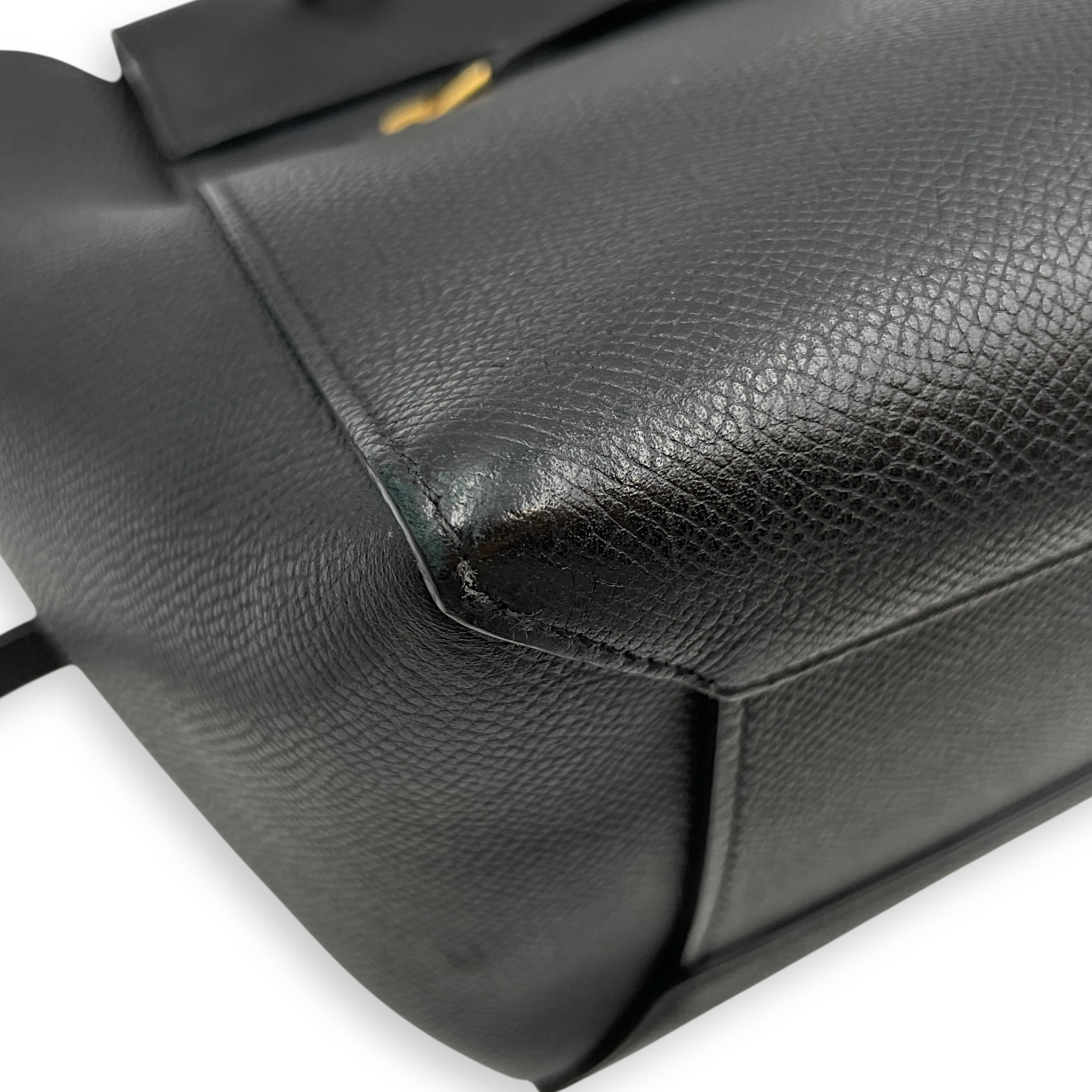 Belt Mini Black Crossbody Bag in Calfskin, Gold hardware