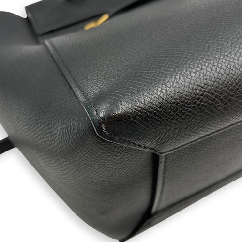 Belt Mini Black Crossbody Bag in Calfskin, Gold hardware
