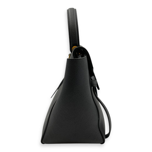 Belt Mini Black Crossbody Bag in Calfskin, Gold hardware