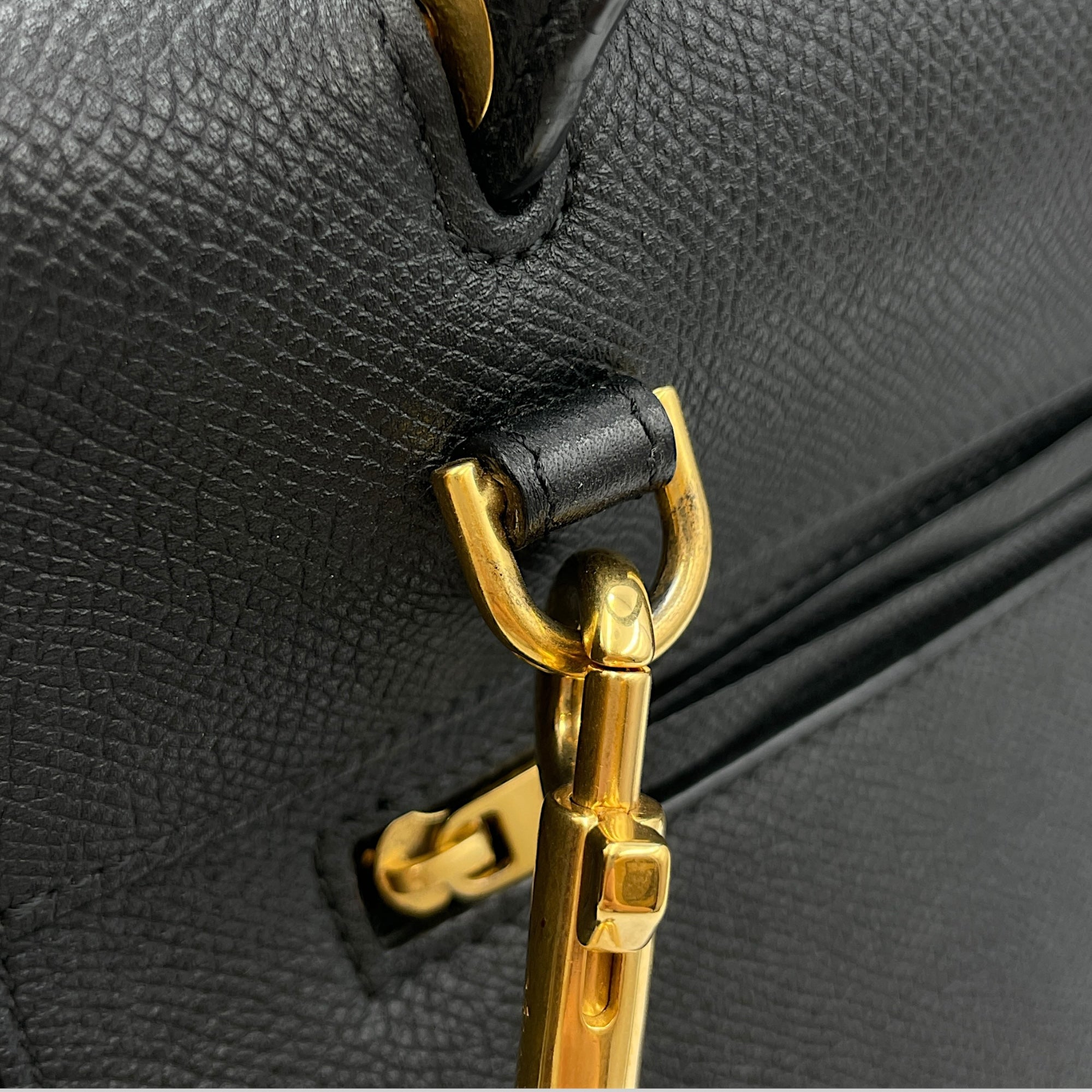 Belt Mini Black Crossbody Bag in Calfskin, Gold hardware