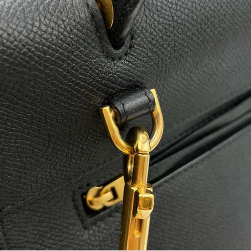 Belt Mini Black Crossbody Bag in Calfskin, Gold hardware