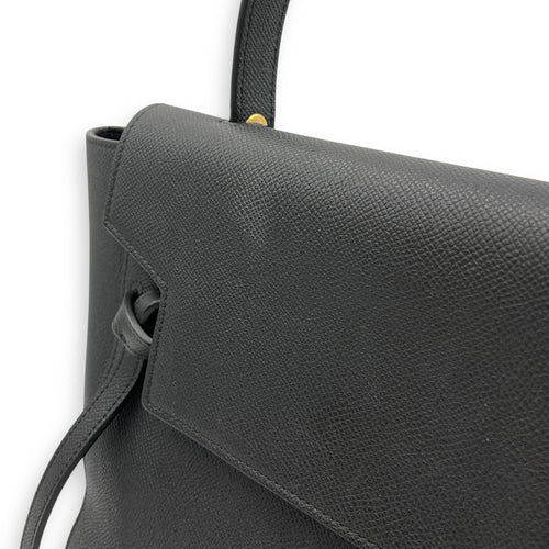 Belt Mini Black Crossbody Bag in Calfskin, Gold hardware