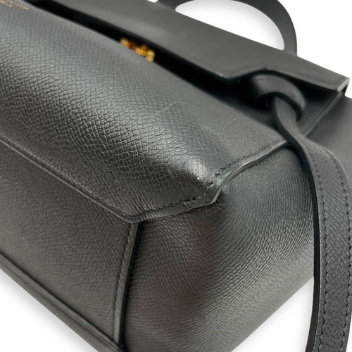 Belt Mini Black Crossbody Bag in Calfskin, Gold hardware