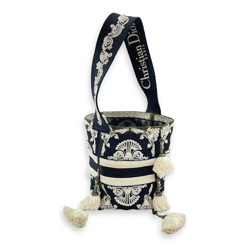 D-Bubble Blue Bucket Bag in Canvas, Brushed Palladium hardware