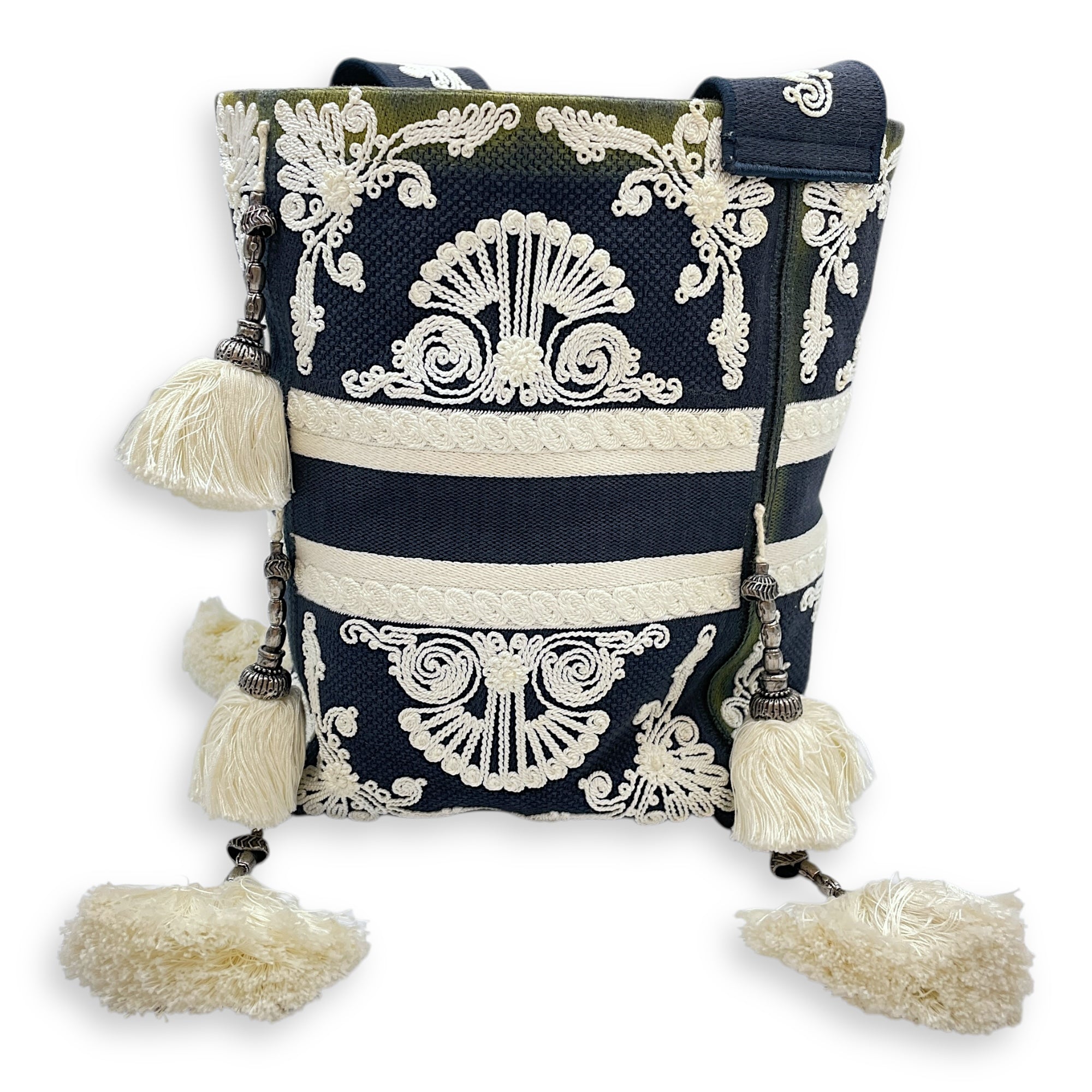 D-Bubble Blue Bucket Bag in Canvas, Brushed Palladium hardware