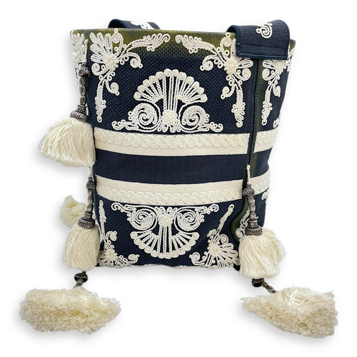 D-Bubble Blue Bucket Bag in Canvas, Brushed Palladium hardware