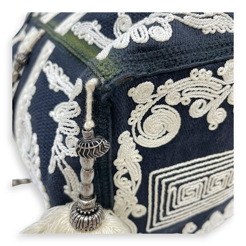 D-Bubble Blue Bucket Bag in Canvas, Brushed Palladium hardware