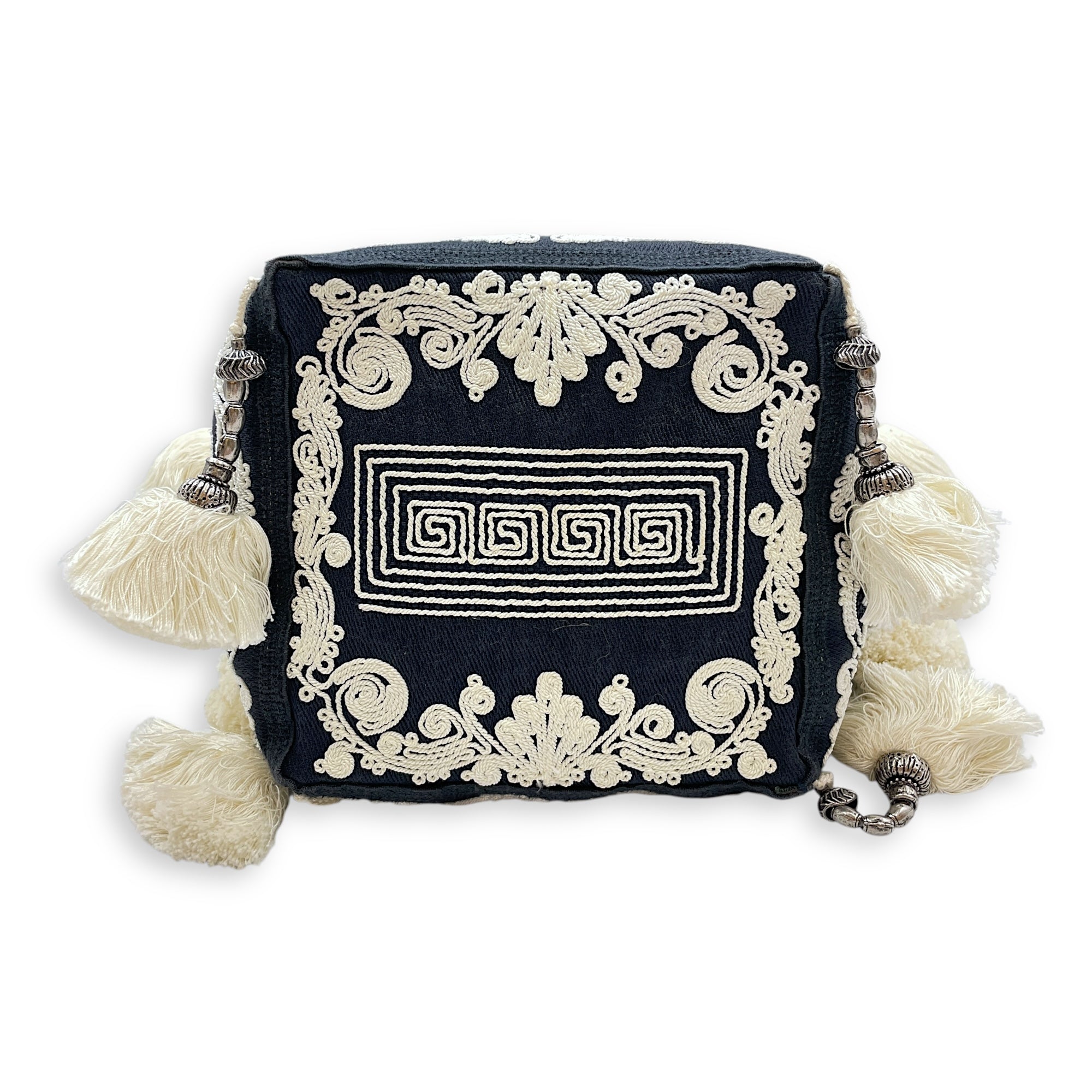 D-Bubble Blue Bucket Bag in Canvas, Brushed Palladium hardware