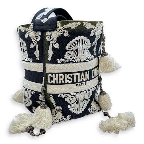 D-Bubble Blue Bucket Bag in Canvas, Brushed Palladium hardware