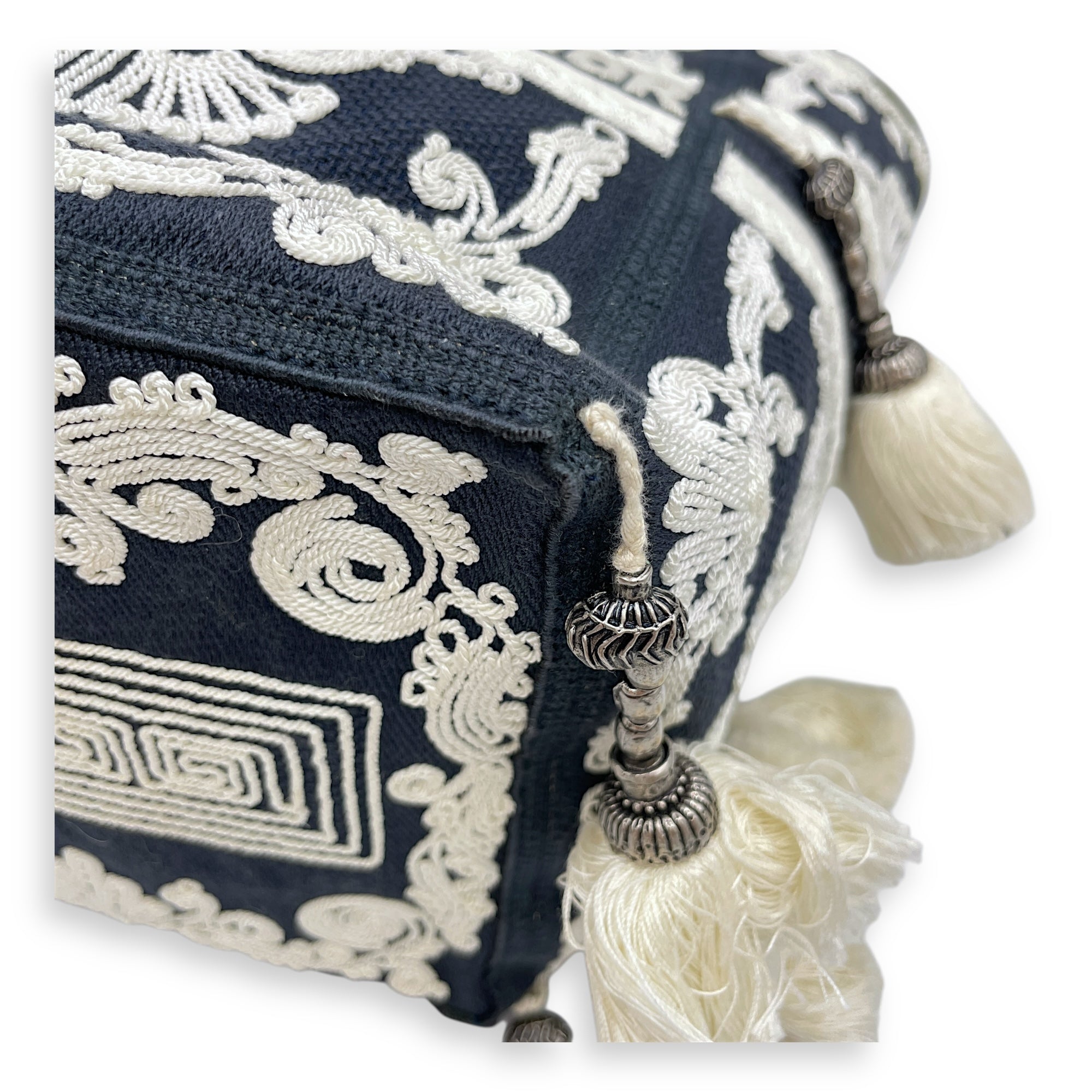 D-Bubble Blue Bucket Bag in Canvas, Brushed Palladium hardware