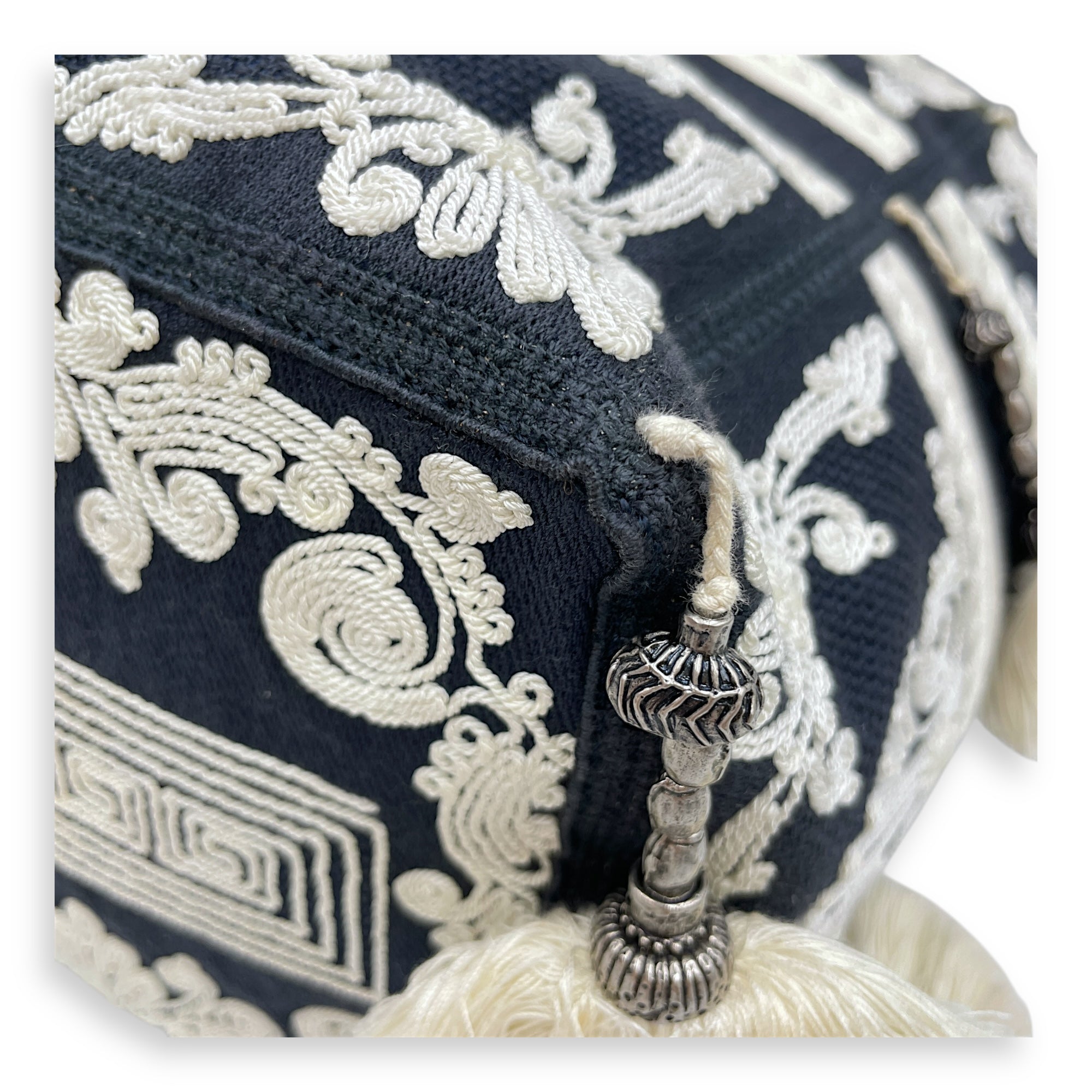 D-Bubble Blue Bucket Bag in Canvas, Brushed Palladium hardware