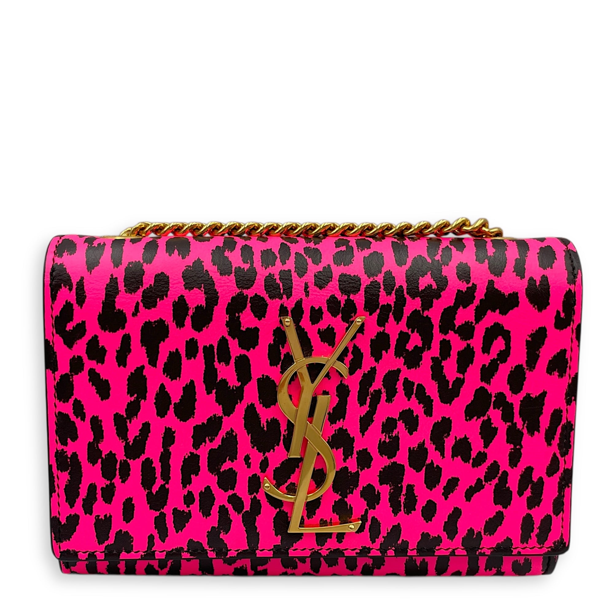 Kate Monogramme Leopard Print Pink Crossbody Bag in Calfskin, Gold hardware