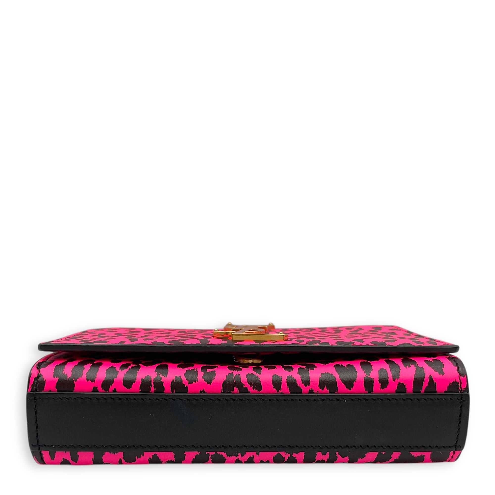 Kate Monogramme Leopard Print Pink Crossbody Bag in Calfskin, Gold hardware