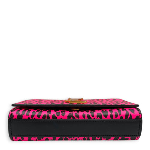 Kate Monogramme Leopard Print Pink Crossbody Bag in Calfskin, Gold hardware