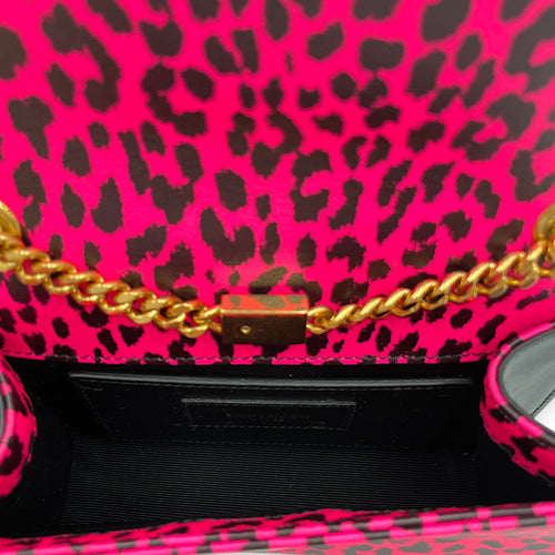 Kate Monogramme Leopard Print Pink Crossbody Bag in Calfskin, Gold hardware