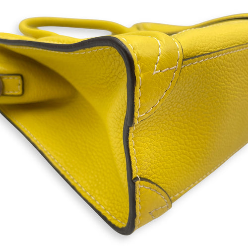 Nano Yellow Luggage in Calfskin, Silver hardware
