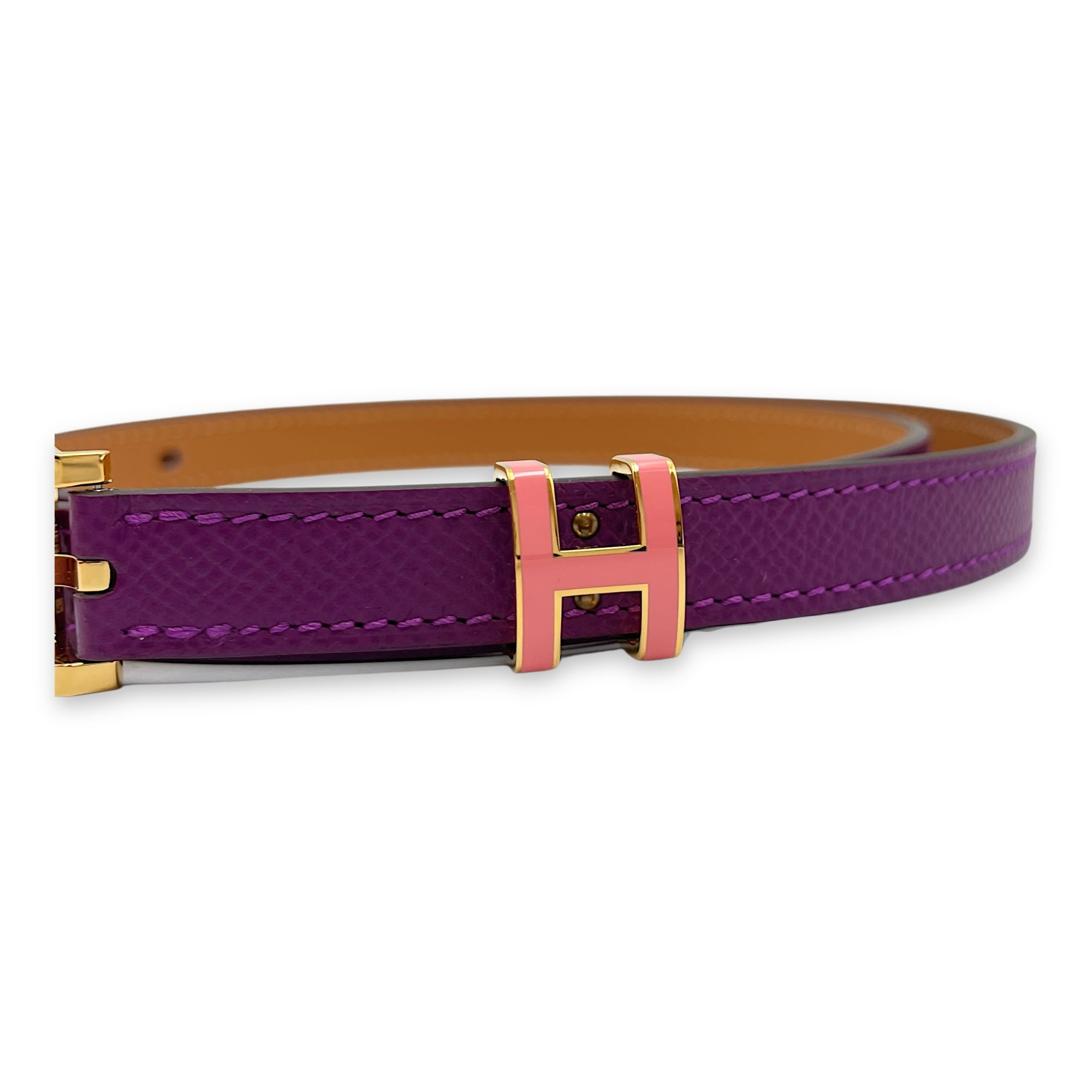 Pop H 15 80cm Anemone/rose sakura Belt in Epsom, Gold hardware