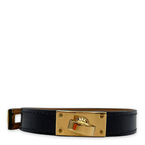 Kelly Double Tour T2 Black Bracelet in Box, Gold hardware