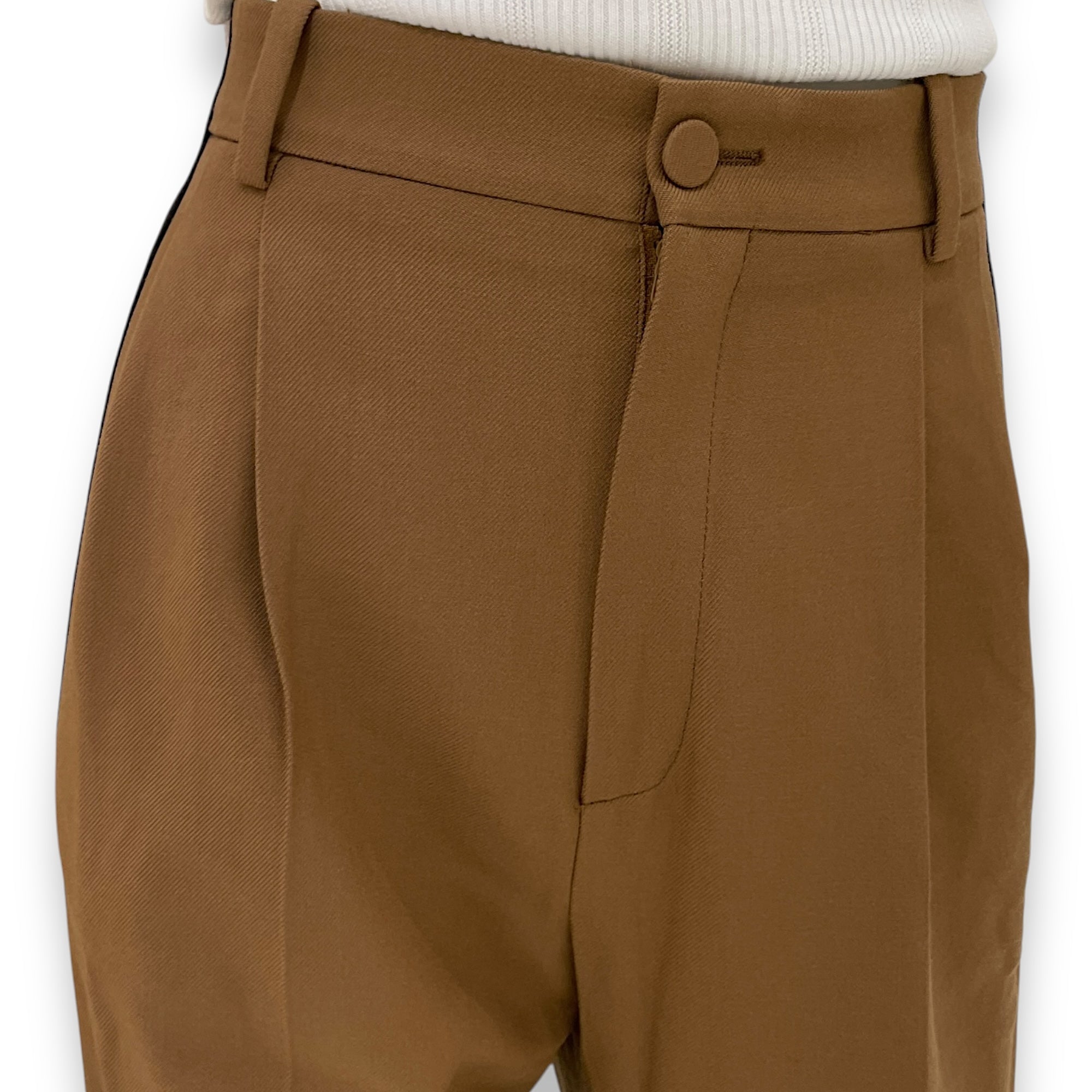 Brown Pants with Black Stripes on the side 36 Ready-To-Wear in Wool