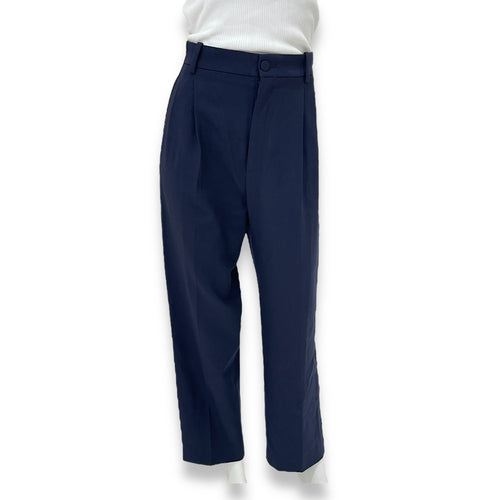 Pleated Pants with Black Stripes on the side 38 Blue Ready-To-Wear in Wool