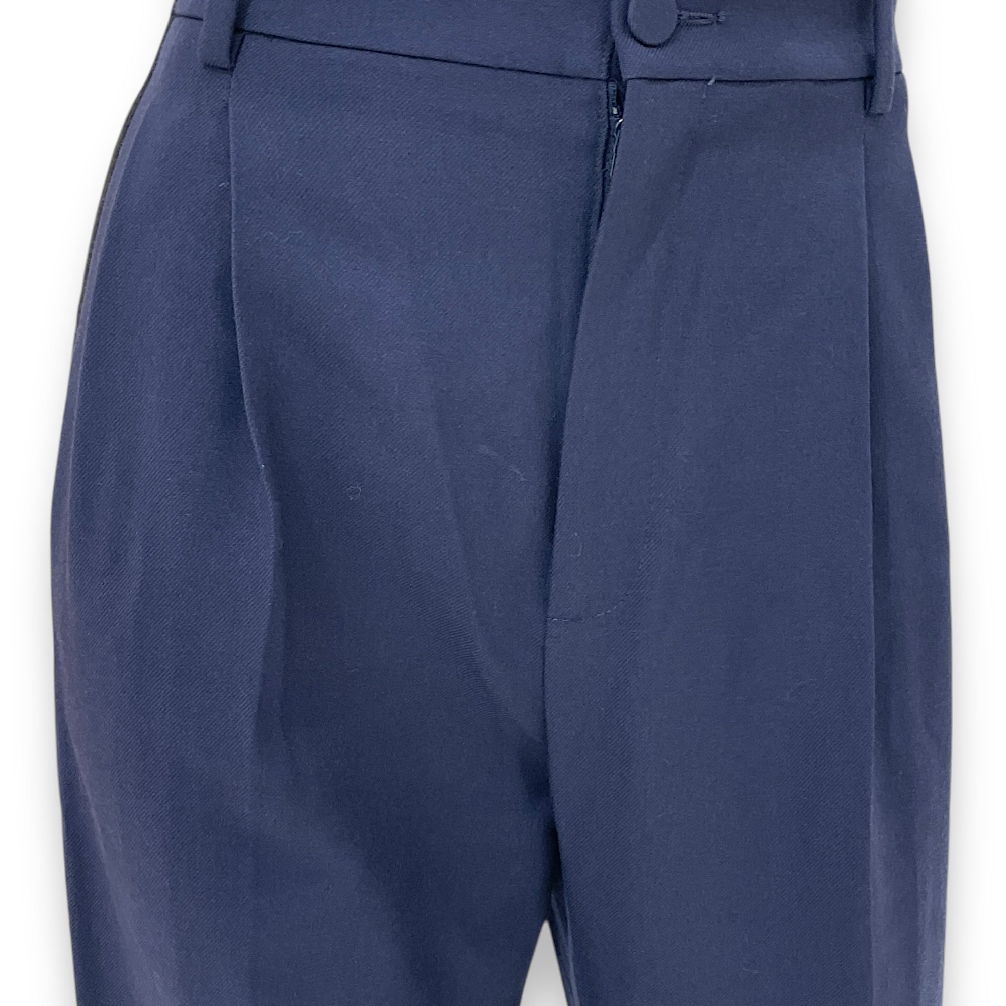 Pleated Pants with Black Stripes on the side 38 Blue Ready-To-Wear in Wool