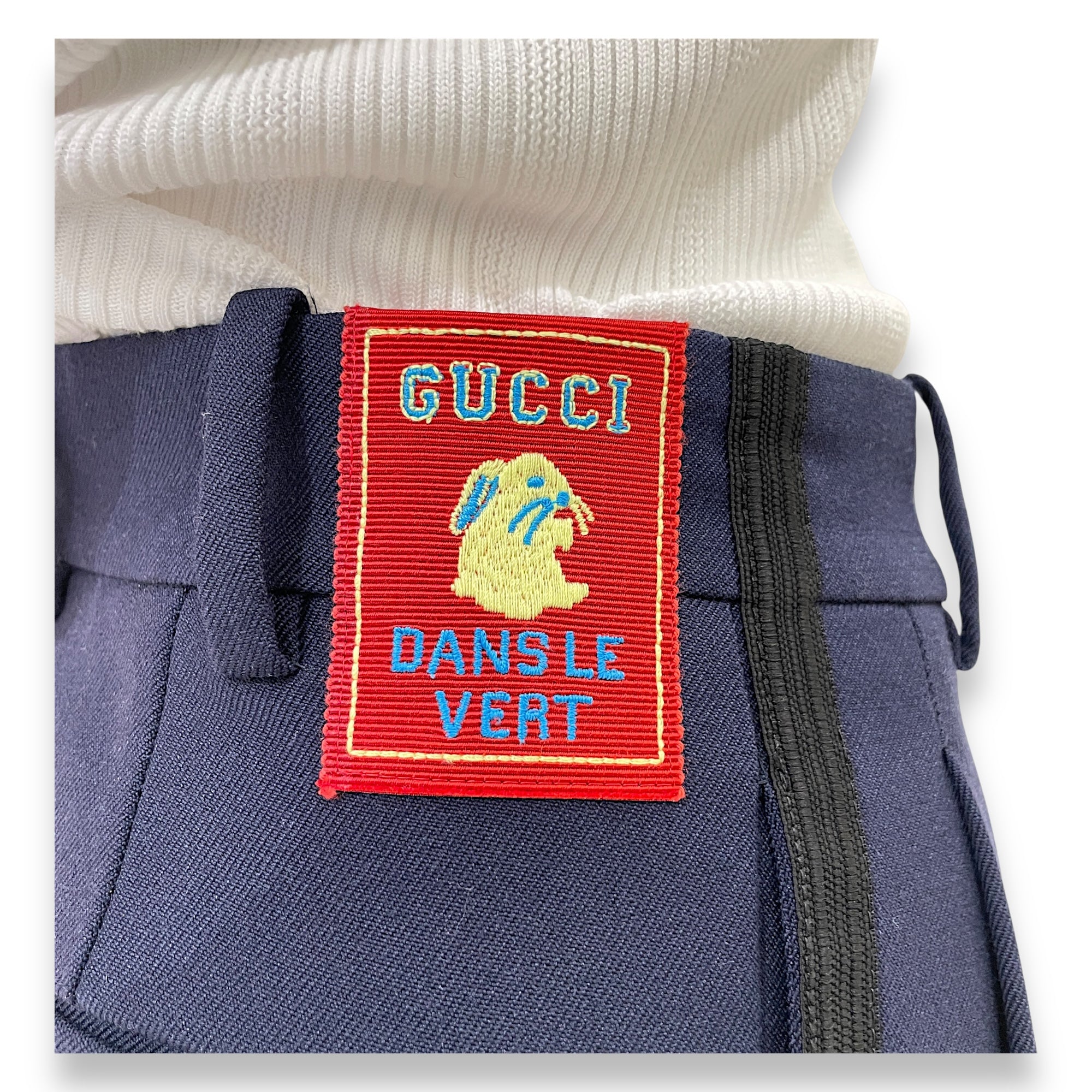 Pleated Pants with Black Stripes on the side 38 Blue Ready-To-Wear in Wool