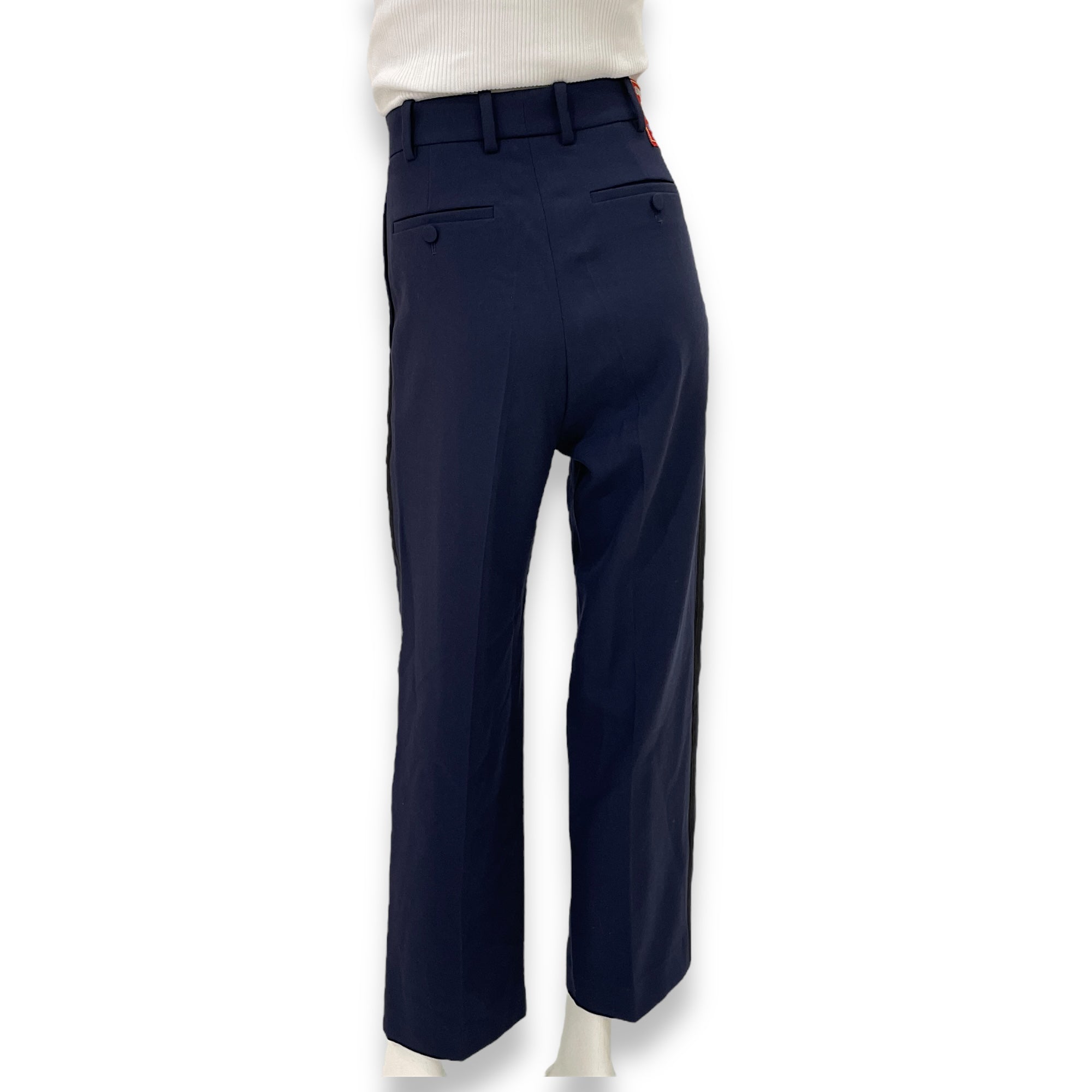 Pleated Pants with Black Stripes on the side 38 Blue Ready-To-Wear in Wool