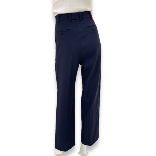 Pleated Pants with Black Stripes on the side 38 Blue Ready-To-Wear in Wool