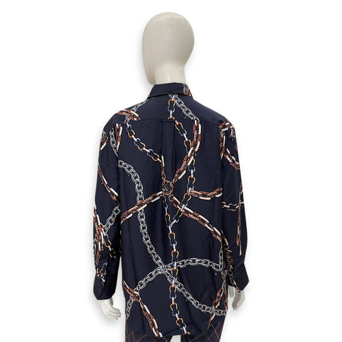 Navy Cruise Sik Blouse with Scarf 38 Blue Ready-To-Wear