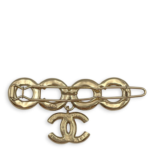 Gold CC Pearl White Hair Clip, Gold hardware