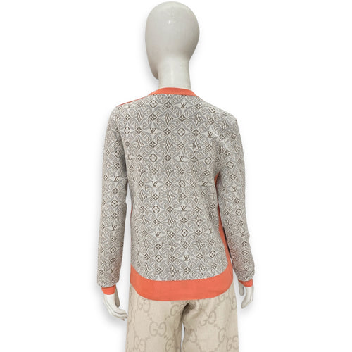 Jacquard Prebyopic Chain Shoulder Zipper Pullover Medium Beige Ready-To-Wear in Silk/Cotton, Gold hardware