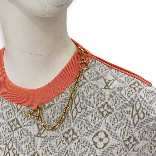 Jacquard Prebyopic Chain Shoulder Zipper Pullover Medium Beige Ready-To-Wear in Silk/Cotton, Gold hardware