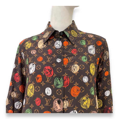 Fornasetti Silk Shirt 36 Brown Ready-To-Wear