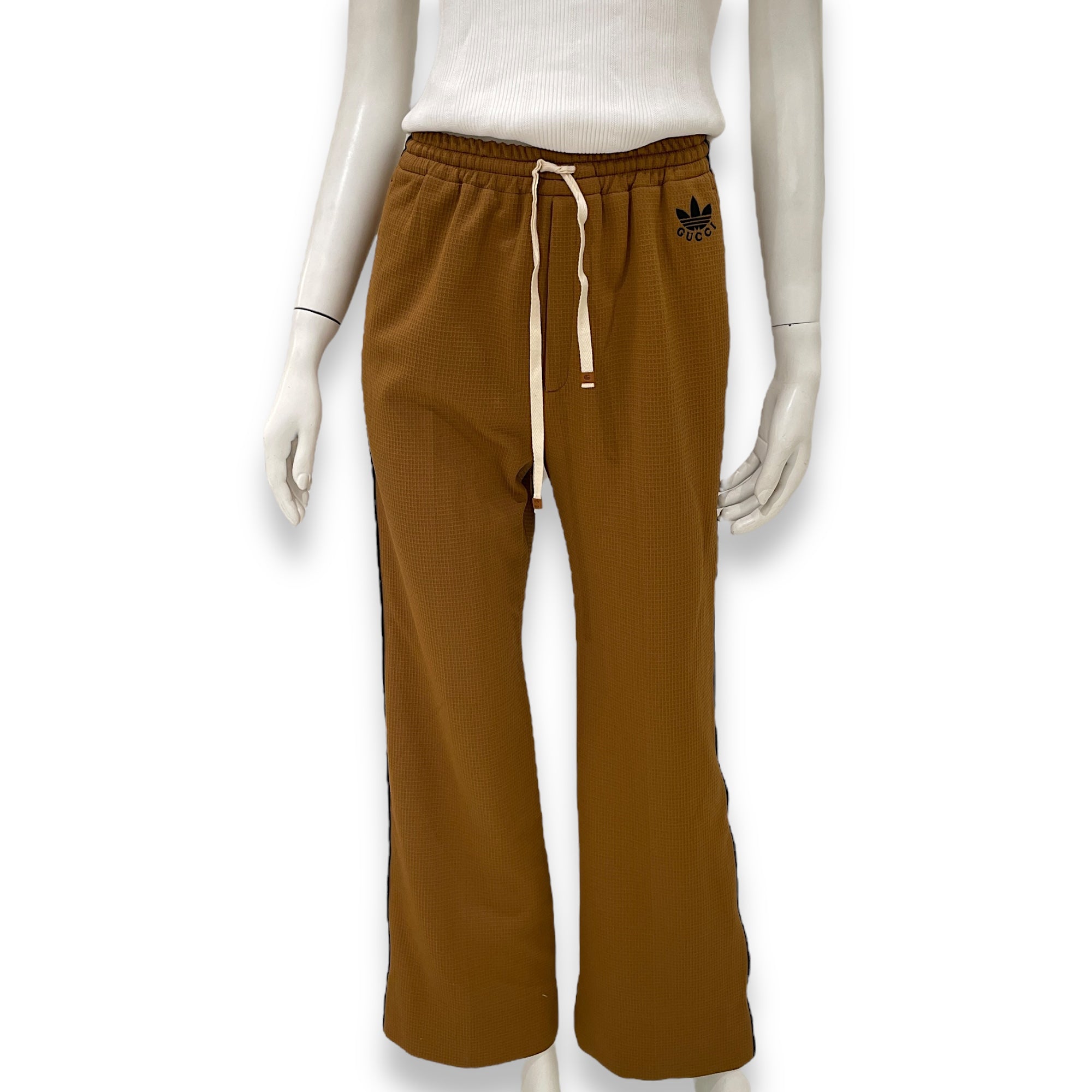 Gucci x Adidas Ripstop Jersey Pants 38 Brown Ready-To-Wear in