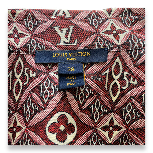 Monogram Long Sleeve Shirt 38 Red Ready-To-Wear in Silk