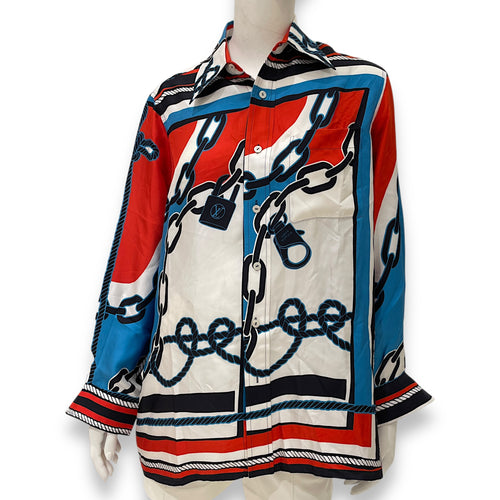 Lock & Chain Printed Shirt 34 Multi-Colour Ready-To-Wear in Silk